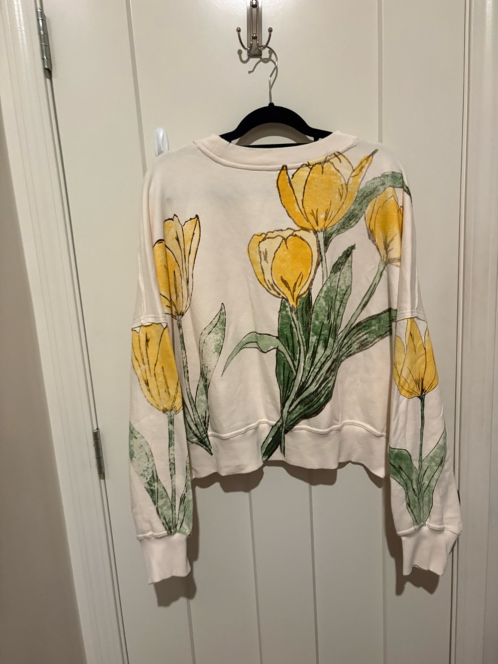 Free People Gaia Sweatshirt Medium Color: Tulip Ivory Combo NWT - Picture 6 of 6